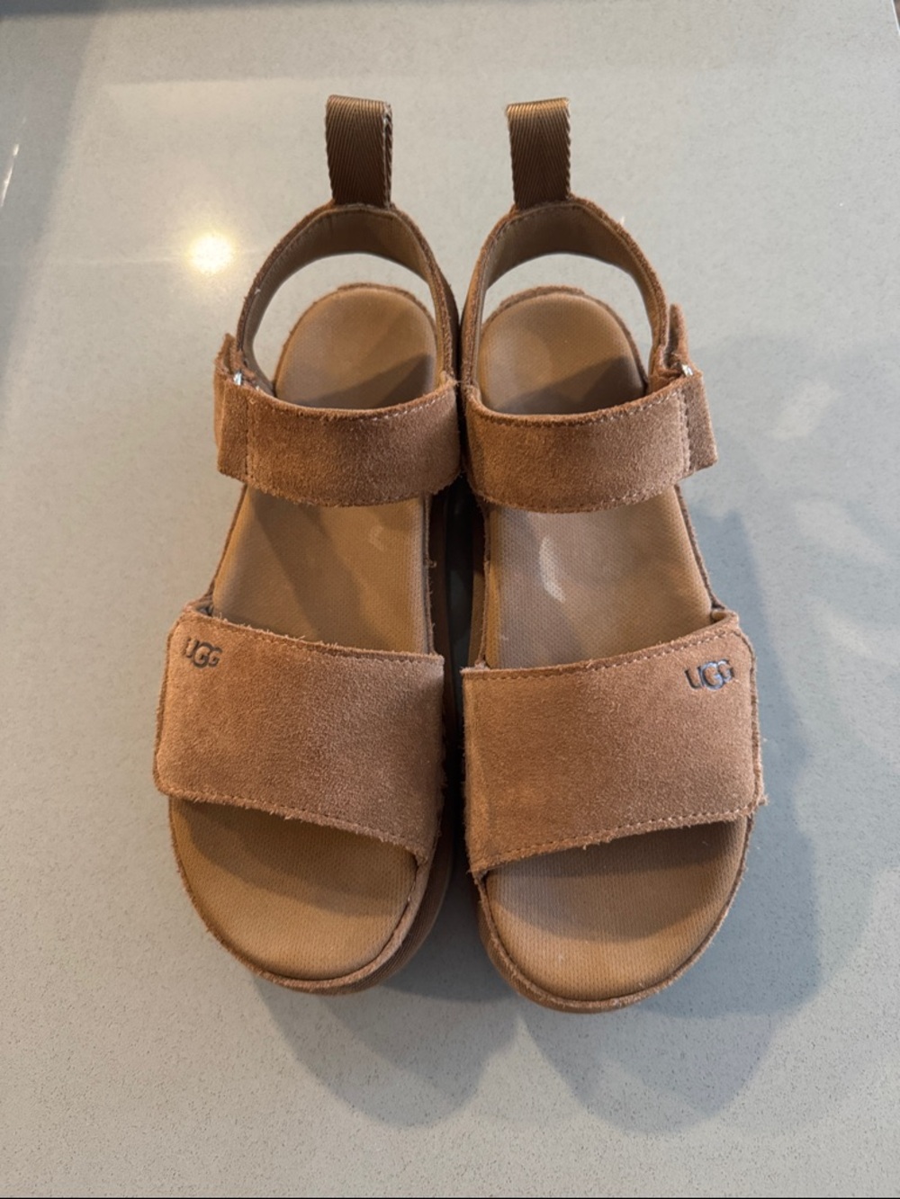 UGG Tan Suede Velcro Sandals